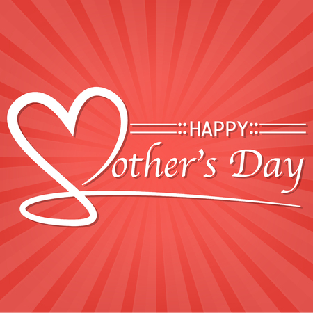Happy Mother's Day lettering calligraphy on red sun ray backgroundのイラスト素材