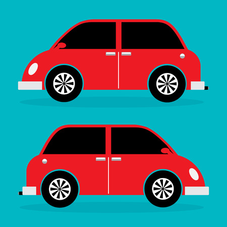 City vintage car with classic design in red color. Vector illustration.のイラスト素材