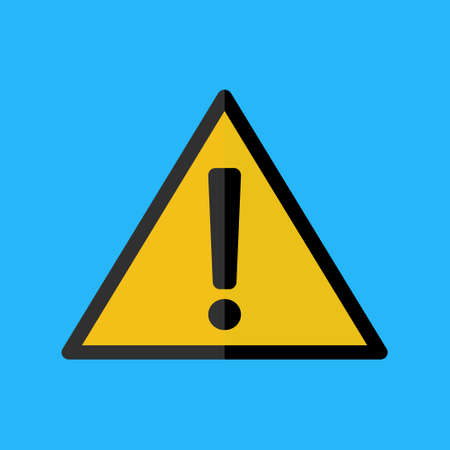 Alert Icon flat design yellow color on blue background.のイラスト素材