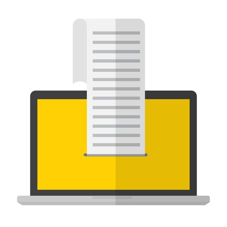 Computer laptop with bill on display screen . Vector illustration online payment concept.のイラスト素材