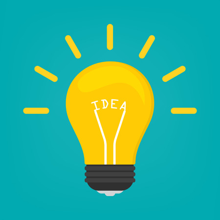 Light bulb icon with concept of idea on blue background. Vector illustration idea concept design.のイラスト素材