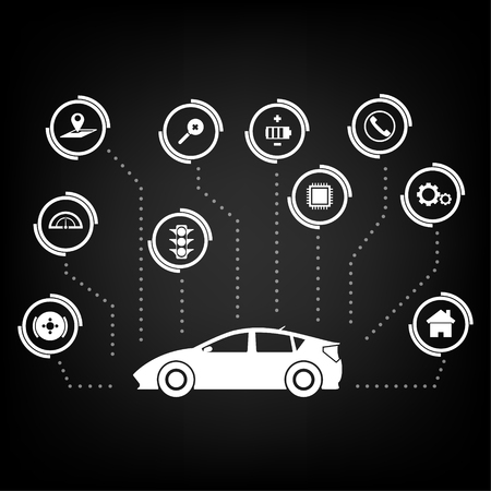 Smart cars system capability sign and symbol.のイラスト素材