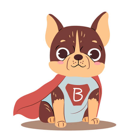 Dog in Halloween costume. Cute isolated baby bulldog on white background. Flat vector illustrationのイラスト素材