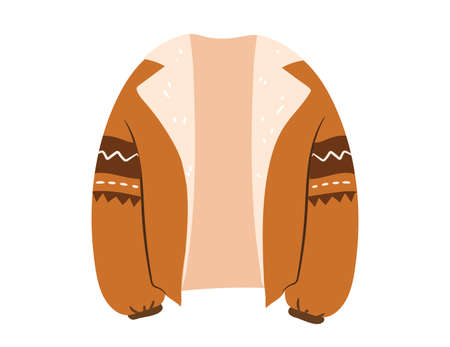 Boho winter jacket isolated. Winter clothes element. Flat vector illustrationのイラスト素材