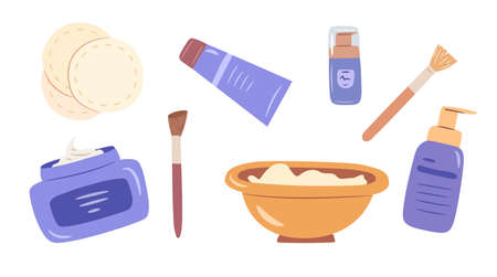 Set of skincare products isolated on white backgroundのイラスト素材