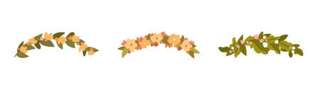 Set of vector flower wreaths.のイラスト素材