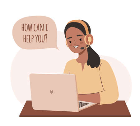 Customer service agent concept. Girl support repのイラスト素材
