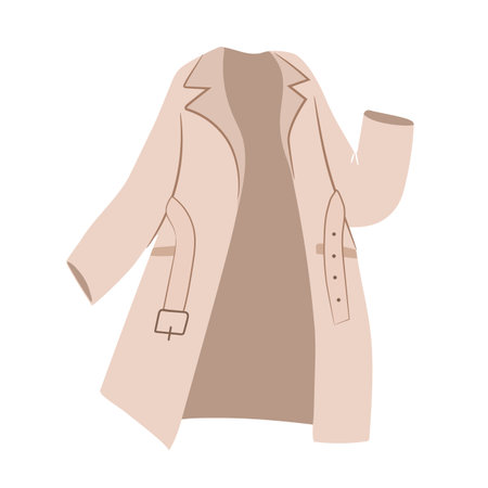 Autumn trench coat vector object isolated on whiteのイラスト素材