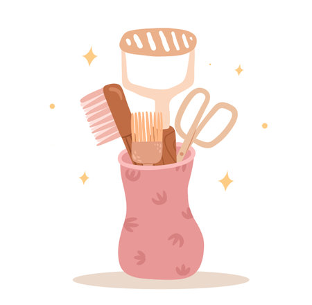 Cozy kitchen utensils set concept. Hand drawn illustration of cooking instruments isolatedのイラスト素材