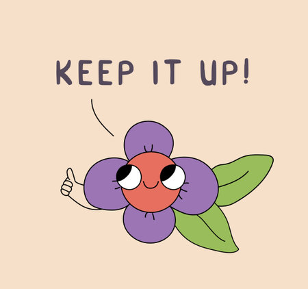 Cartoon retro flower showing thumbs upのイラスト素材