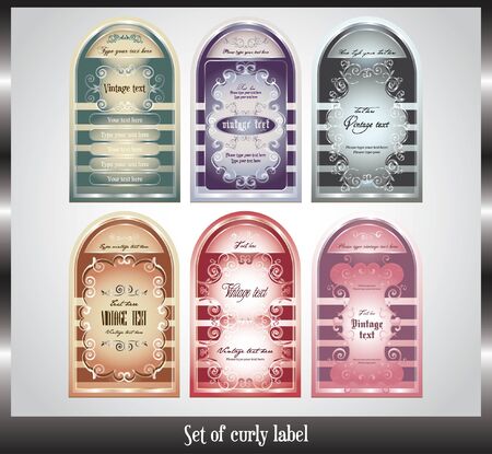 set of curly label のイラスト素材