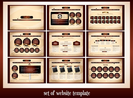 set of brown color website templateのイラスト素材