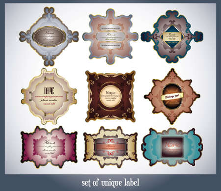 set of unique labelのイラスト素材