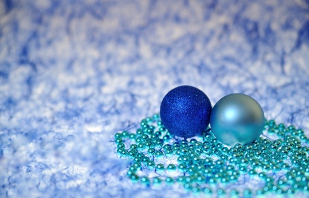 Blue Christmas ballsの写真素材