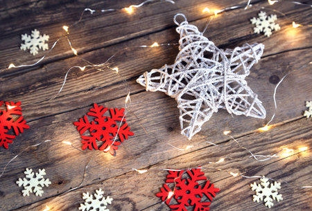 star shape and snowflakes on planks