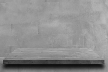 Cement shelf and white backgrounds, for product display.の写真素材