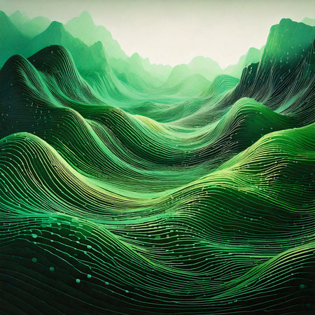 Abstract background with green waves. Vector illustration for your design. EPS10の素材
