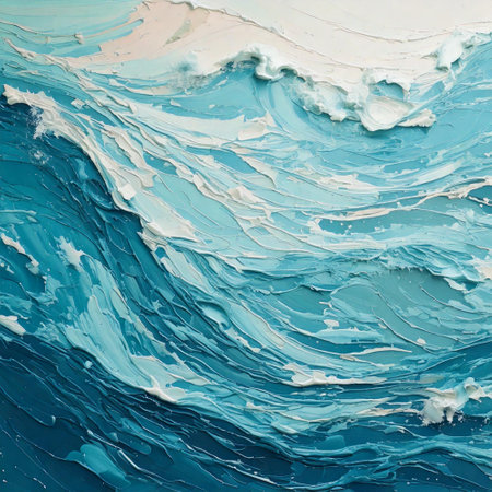 Abstract background of acrylic paint in blue and white tones. Texture of acrylic paint on canvas.の素材