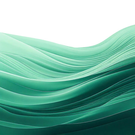 Abstract green wavy background. 3d rendering, 3d illustration.の素材