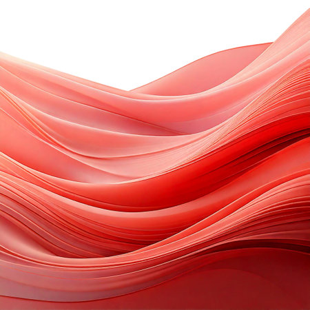 abstract background with smooth lines in red color, futuristic wavy illustrationの素材