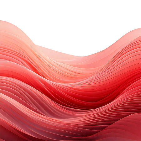 abstract background with smooth wavy lines in red and white colorsの素材