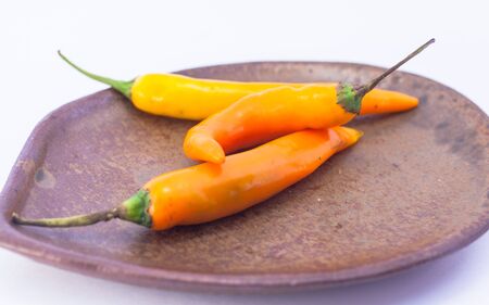 yallow chile on white backgroundの写真素材