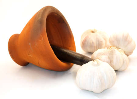 garlic on white backgroundの写真素材