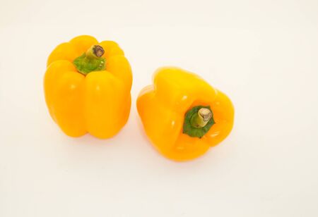 Yellow chile on a white backgroundの写真素材