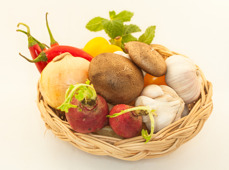 mixed vegetable on a white backgroundの写真素材