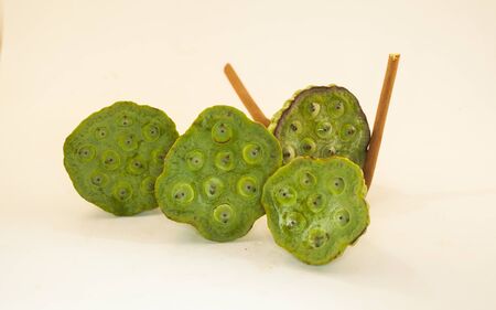 lotus seed on white backgroundの写真素材