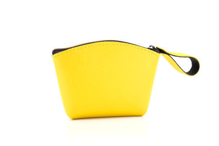 Purse wallet yellow isolated in white background.の写真素材