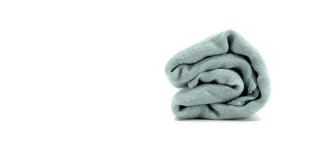Green cotton scarf isolated on white background.の写真素材