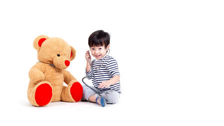 ittle boy playing act engineer, education concept.の写真素材