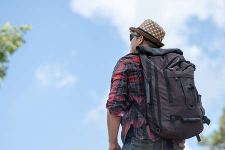 Hiker woman attractive traveler adventure wilderness.