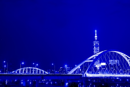 Night scenes of the Taipei city, Taiwan の写真素材