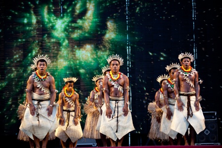 TAIPEI, TAIWAN - JULY 31: Global Indigenous peoples performing arts festival on July 31, 2011 in Taipie, Taiwan, More than 10 countries' dancing groups in the world took part in the festival in Taipei のeditorial素材
