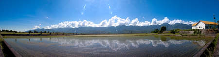 Beautiful lake with nice sky color の写真素材