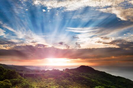Country road sunset の写真素材