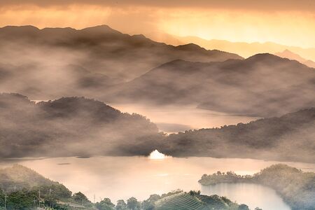 Sunset of Lake waist, the new Taipei, Taiwan の写真素材