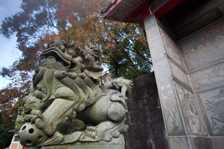 Chinese lion statue の写真素材