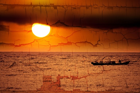 Beautiful sunset on the beach の写真素材