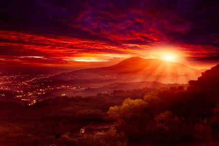 Guanyin Mountain Sunrise, the new Taipei, Taiwan の写真素材