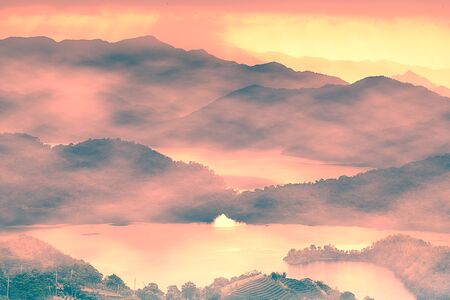 Sunset of Lake waist, the new Taipei, Taiwan の写真素材