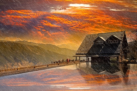 Snow Mountain trailhead huts, Taichung, Taiwanの写真素材