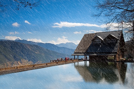 Snow Mountain trailhead huts, Taichung, Taiwanの写真素材