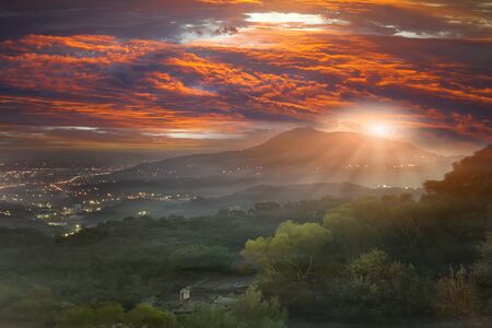 Guanyin Mountain Sunrise, the new Taipei, Taiwan の写真素材