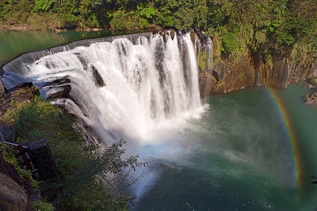 Shifen waterfall is located at Pingxi township in Taipei, Taiwan の写真素材