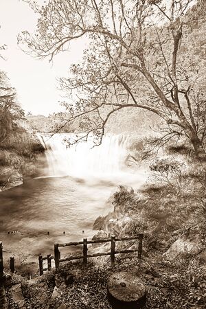 Shifen waterfall is located at Pingxi township in Taipei, Taiwan の写真素材