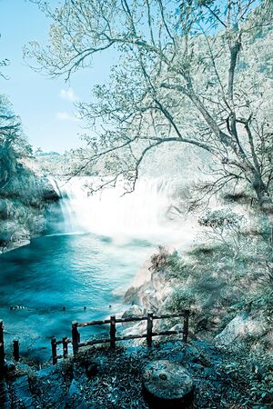 Shifen waterfall is located at Pingxi township in Taipei, Taiwan の写真素材