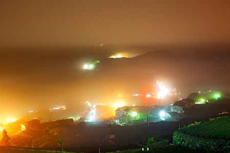 Night with mountain and cloudの写真素材